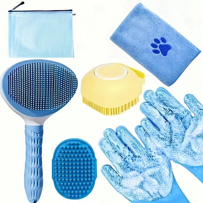 Kit de toilettage pour chien 6 pièces – Brosse, gants de lavage en silicone, serviette en microfibre et outil de mue, sans électricité, kit de soins essentiels pour un pelage brillant, cadeau pour propriétaires de chiens