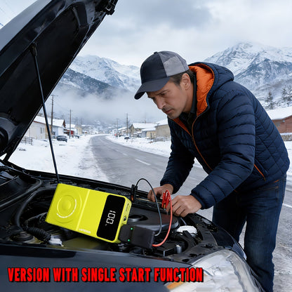 Démarreur de voiture portable 12V avec compresseur d'air en option - Booster de batterie d'urgence pour moteurs essence et diesel, compatible avec berlines, SUV, camions et tondeuses à gazon