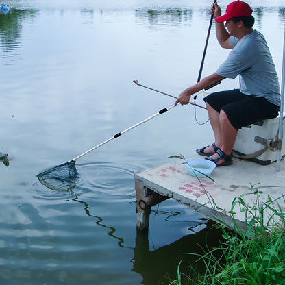 Épuisette de pêche pliable avec manche télescopique en alliage d'aluminium – 3 tailles 86 cm, 110 cm, 130 cm, filet métallique escamotable pour poissons, crabes, écrevisses et crevettes, équipement de pêche portable
