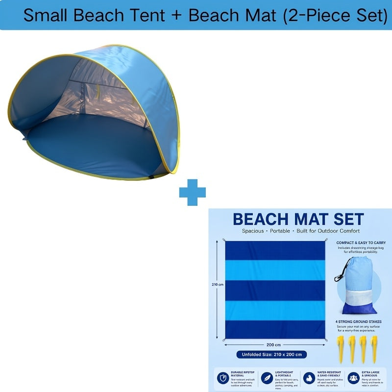 Tente de plage pop-up portative – Abri solaire anti-UV à installation rapide, ultra-léger (moins de 50 g/m²) pour la plage, la randonnée, le camping, les voyages en famille, parasol et auvent d'extérieur