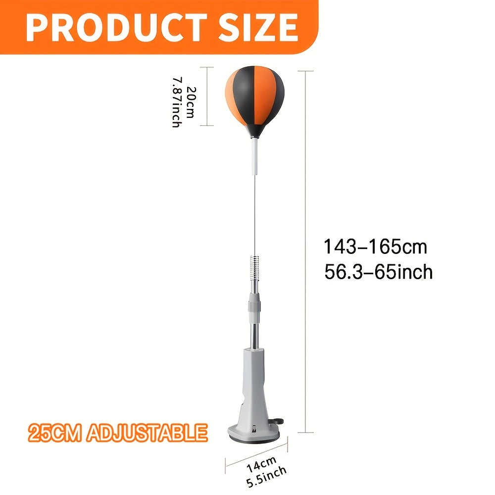 Balle de réflexe de boxe sur pied avec sac de frappe rapide autoportant, hauteur réglable pour l'entraînement à la réaction des adultes, adolescents et seniors – Punching-ball de fitness pour intérieur avec 3 ancrages au sol