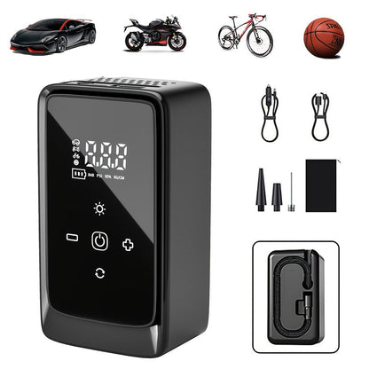 Gonfleur de pneus portable sans fil – Compresseur d'air intelligent sans fil avec manomètre numérique et lampe LED pour voitures, motos, vélos et ballons, recharge rapide Type-C