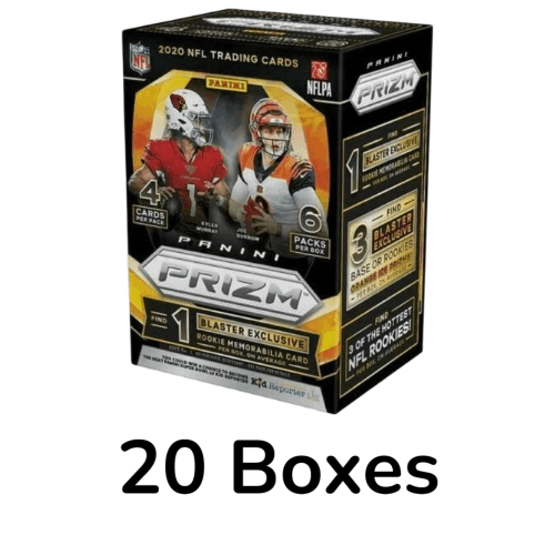 Étui scellé en usine de 20 boîtes Panini Prizm Football 2020, édition exclusive Fanatics Orange Ice Blaster - Recrues Joe Burrow, Justin Herbert, Jalen Hurts | Memorabilia, Silver Prizms et parallèles exclusives Orange Ice