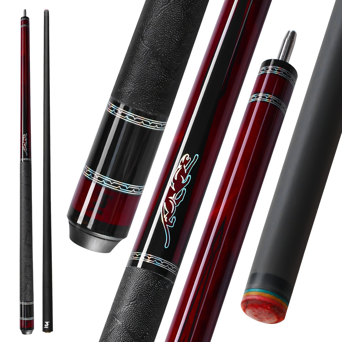 Queue de billard en fibre de carbone PREDAIDR série SP 58" – Queue de billard professionnelle à faible déflexion, procédé 12,5 mm, grip en cuir, joint 3/8x8, 19-20 oz