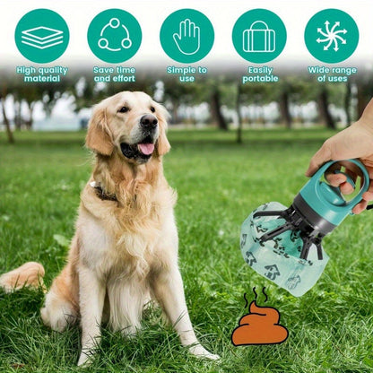 Ensemble de ramasse-crottes portable avec distributeur et 75 sacs – Kit de ramassage durable de 6 pièces en plastique avec motif de patte mignon, adapté à toutes les races de chiens, indispensable pour les promenades en extérieur