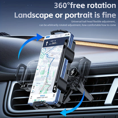 15W Wireless Car Charger Mount Auto-Clamping for Samsung Galaxy Z Fold6 Fold5 Fold4 iPhone 16 15 14 13 12 Pro Max – Electric Horizontal Vertical Adjustment Fast Wireless Charging Car Phone Holder 4.3"-6.9"