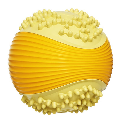 Balle de jeu indestructible pour chiens mâcheurs agressifs – Balle à mâcher en caoutchouc TPR résistant et sonore avec rainures de nettoyage dentaire, jouet interactif à rapporter pour chiens de petites, moyennes et grandes races (Orange et Bleu)
