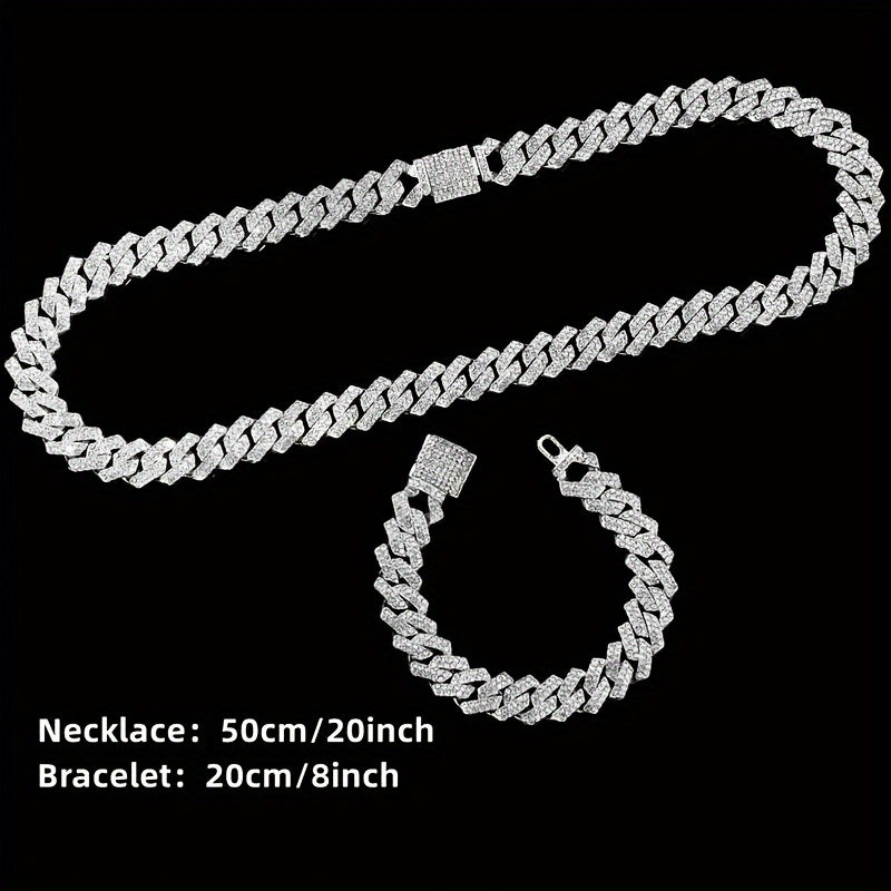 Men's Rhinestone Quartz Watch Necklace Bracelet Gift Set 3 or 4 Piece – Cross Necklace Jewelry Set for Men Football Fan Gear Birthday Holiday Gift Silver Gold