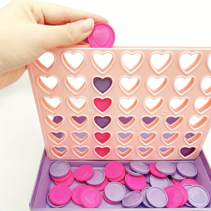 Jeu de Puissance 4 de voyage pliable et portable – Jeu de stratégie style Puissance 4 pour enfants et famille, jeu compact pour parents et enfants, cadeau pour la Saint-Valentin, Noël ou un anniversaire, rose et violet 20 x 16,5 cm