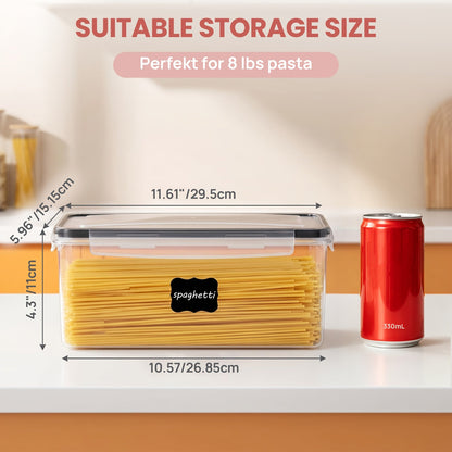 Airtight Food Storage Containers with Lids 4-Pack 108.2oz, BPA-Free Plastic Spaghetti Pasta Container Set, 4-Side Locking Lid Pantry Organizer for Dry Food Flour Cereal Kitchen Storage