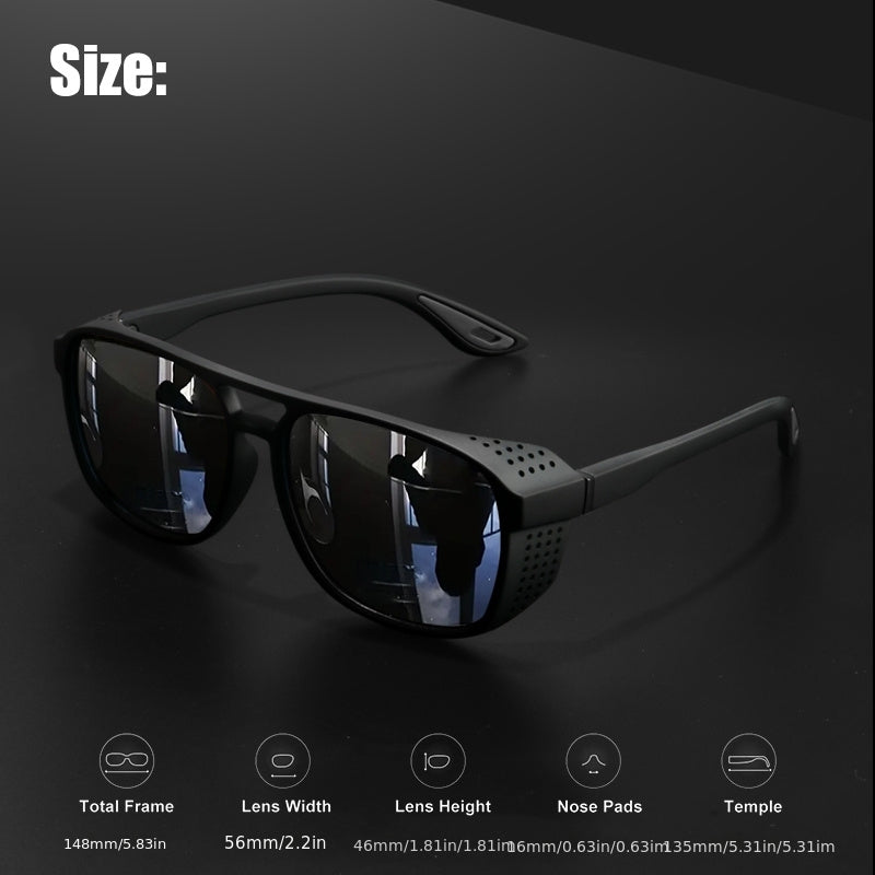 Lunettes de soleil sport polarisées Steampunk pour hommes et femmes – Verres HD UV400 pour le cyclisme, la course, la pêche et la conduite, monture durable avec découpes latérales, lunettes de sport en plein air