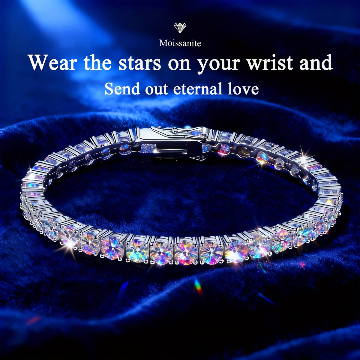 Bracelet tennis en moissanite pour femme en argent sterling 925 – Bracelet à pierre de naissance taille facettée brillant fait main, 7"/8"/9", sac cadeau de luxe inclus