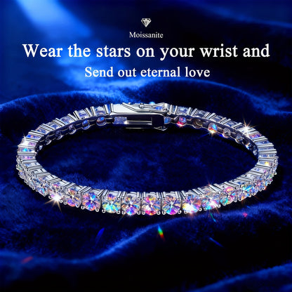 Bracelet tennis en moissanite pour femme en argent sterling 925 – Bracelet à pierre de naissance taille facettée brillant fait main, 7"/8"/9", sac cadeau de luxe inclus