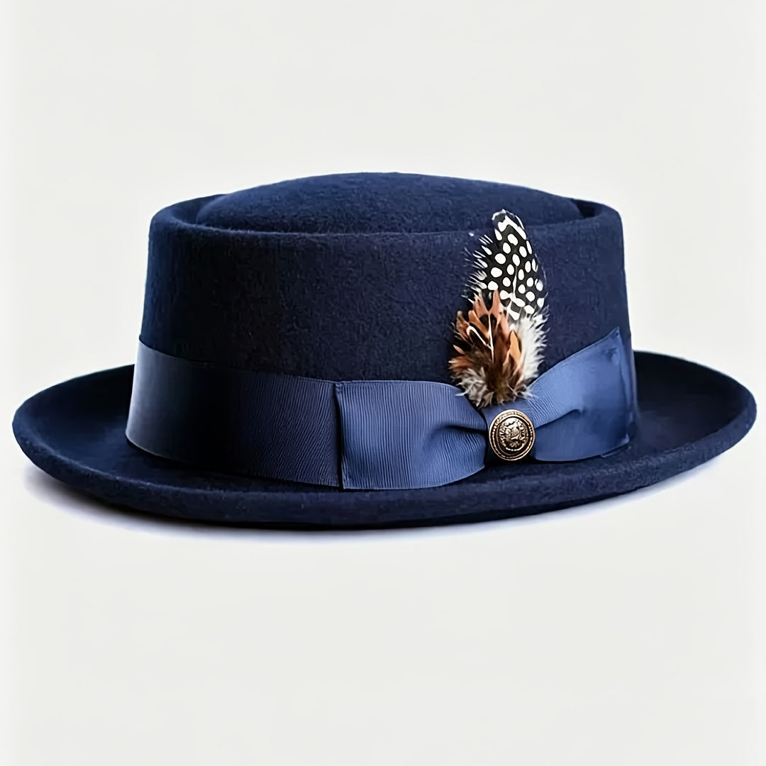 Chapeau pork pie ajustable en laine de qualité supérieure pour hommes et femmes – Style fedora unisexe léger, 5 coloris, idéal pour les fêtes, mariages, festivals, cadeaux de Noël et de Saint-Valentin
