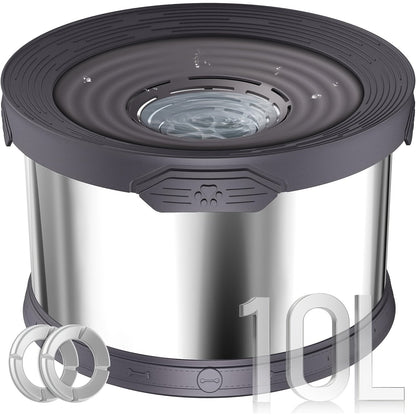 Grande gamelle d'eau pour chien 10 L en acier inoxydable anti-éclaboussures – Bol d'abreuvement lent 2,6 gallons avec disque flottant, base antidérapante et filtre amovible pour grands chiens et foyers multi-animaux, intérieur et extérieur