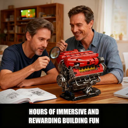 V12 Engine Model Kit That Runs 1607pcs – 12-Cylinder Sports Car Engine Building Set, Realistic Working V12 Engine Display Model, STEM Engineering Construction Toy, Educational Gift for Teens Adults Men Boys