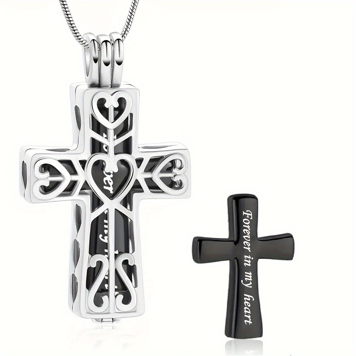 Collier urne funéraire en forme de croix pour cendres - Pendentif commémoratif en acier inoxydable, bijou cinéraire souvenir pour cendres humaines ou d'animaux, cadeau de condoléances pour la perte d'un être cher, père, mère ou animal de compagnie
