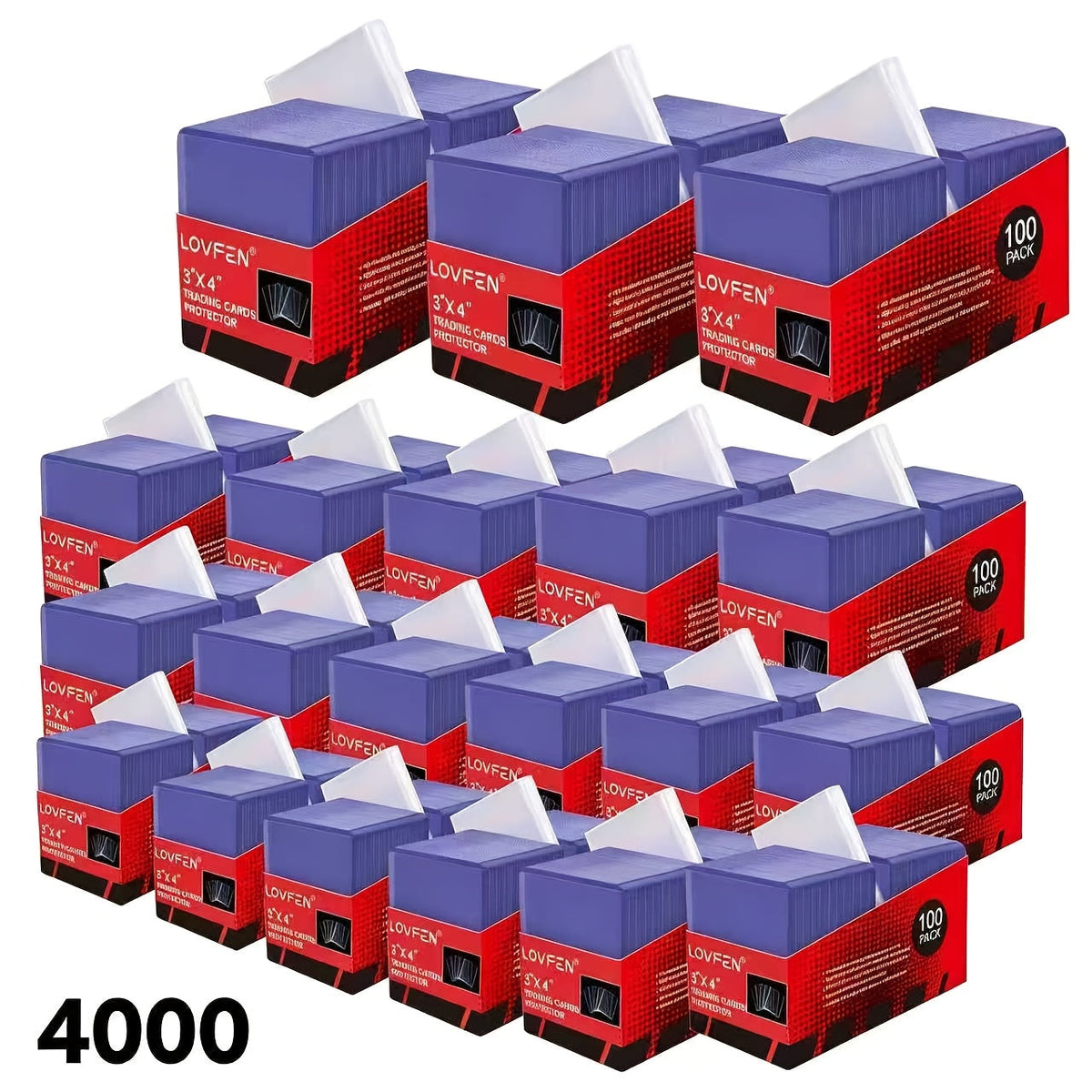 Lot LOVFEN de 2000 protecteurs rigides (Top Loaders) et 2000 pochettes souples – Étuis de 3x4  pour cartes à collectionner Pokémon, baseball, football et sport – Ensemble de rangement avec protecteurs rigides transparents et pochettes souples