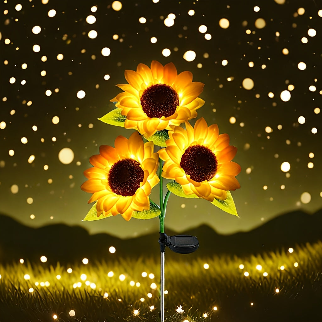 Lampes solaires tournesol pour jardin, éclairage décoratif étanche sur piquet pour allée, pelouse, patio, cour et parterre de fleurs, allumage/extinction automatique, décoration de jardin solaire, lot de 1 ou 2