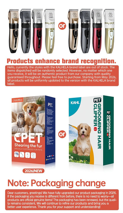 Tondeuse pour animaux sans fil rechargeable avec affichage LED - Tondeuse professionnelle sans fil pour poils de chien, têtes interchangeables, 4 guides de coupe, faible niveau sonore, charge USB 36V, pour chiens, chats et petits animaux