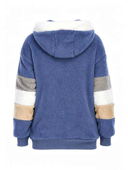 Veste Teddy pour femme – Manteau en polaire zippé color-block automne-hiver, vêtement d'extérieur décontracté doux et chaud, 2 combinaisons de couleurs, tailles S-XL, veste confortable style urbain