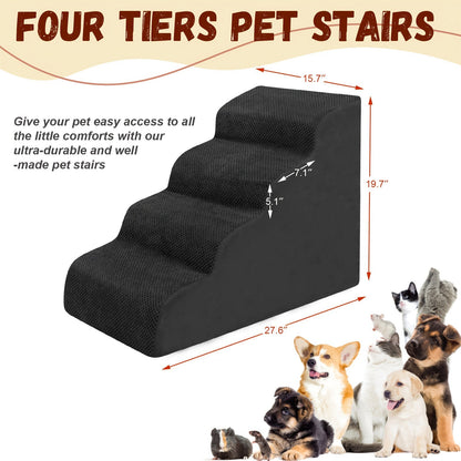 Escalier pour chien en mousse à mémoire de forme, 2, 3 ou 4 marches avec base antidérapante et housse lavable – Marches de soutien pour canapé et lit, idéal pour chiens âgés et chiots, plusieurs couleurs disponibles