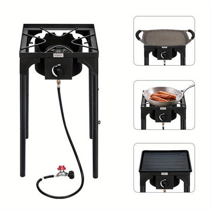 Réchaud à propane haute pression 100 000 - 225 000 BTU - Réchaud de camping extérieur robuste en fonte avec pieds détachables, régulateur certifié CSA, 1 ou 3 brûleurs pour le camping, les fêtes d'avant-match et le brassage