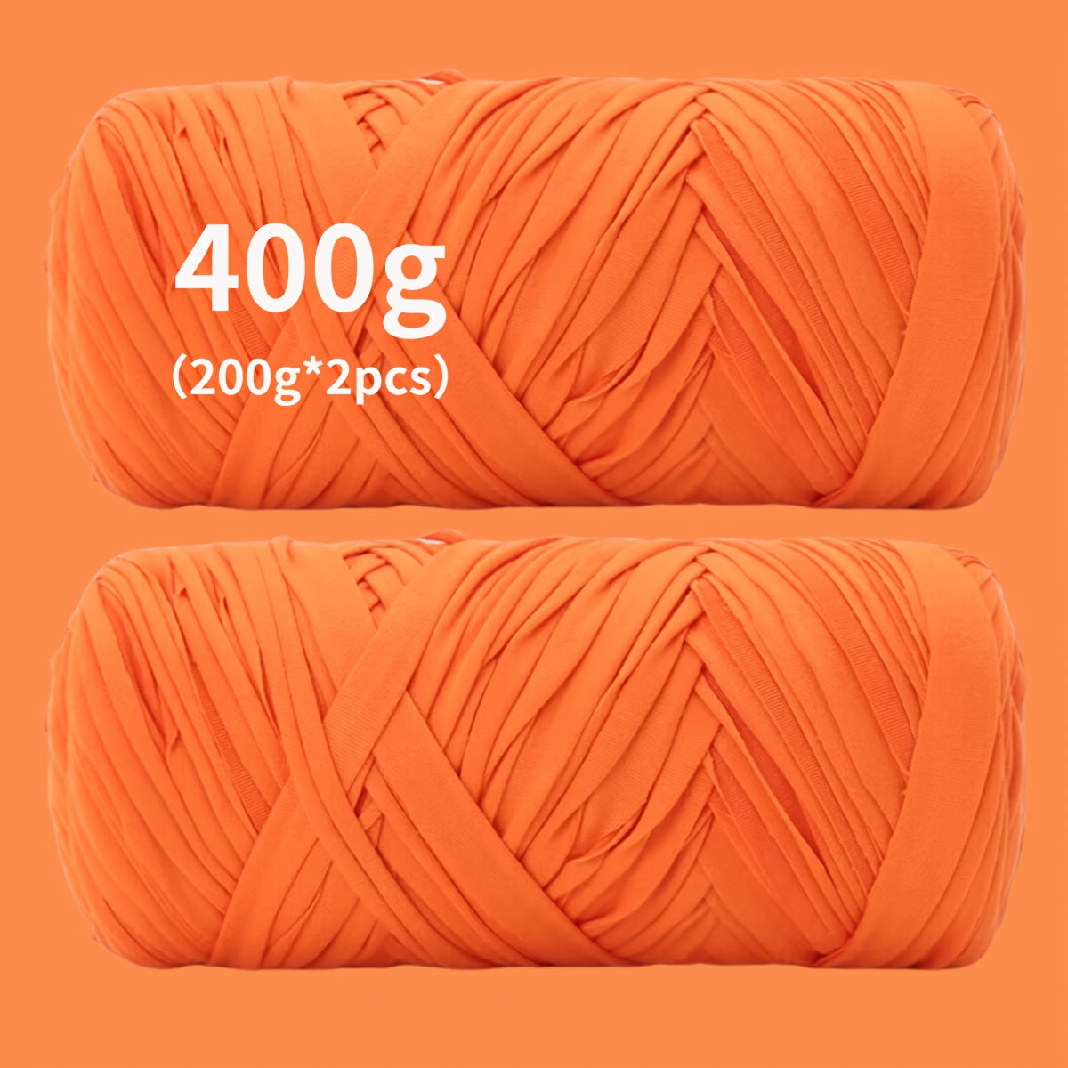 Fil de coton pour t-shirt 400 g (2 x 200 g) mélange de coton épais en 49 couleurs – Fil épais et doux pour paniers au crochet, sacs, tapis, projets de macramé et tricot – Fil de loisirs créatifs idéal pour les débutants