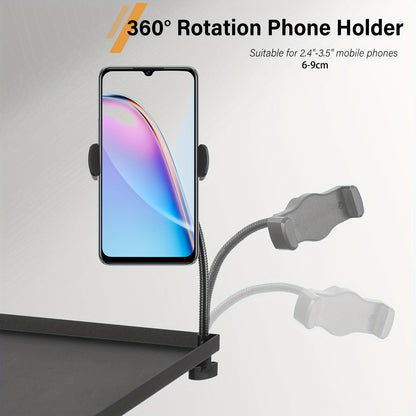 Trépied pour projecteur et ordinateur portable – Hauteur réglable avec support de téléphone col-de-cygne, plateau inclinable à 180°, capacité de 10 kg, support au sol portable pour bureau, maison, scène, studio et DJ