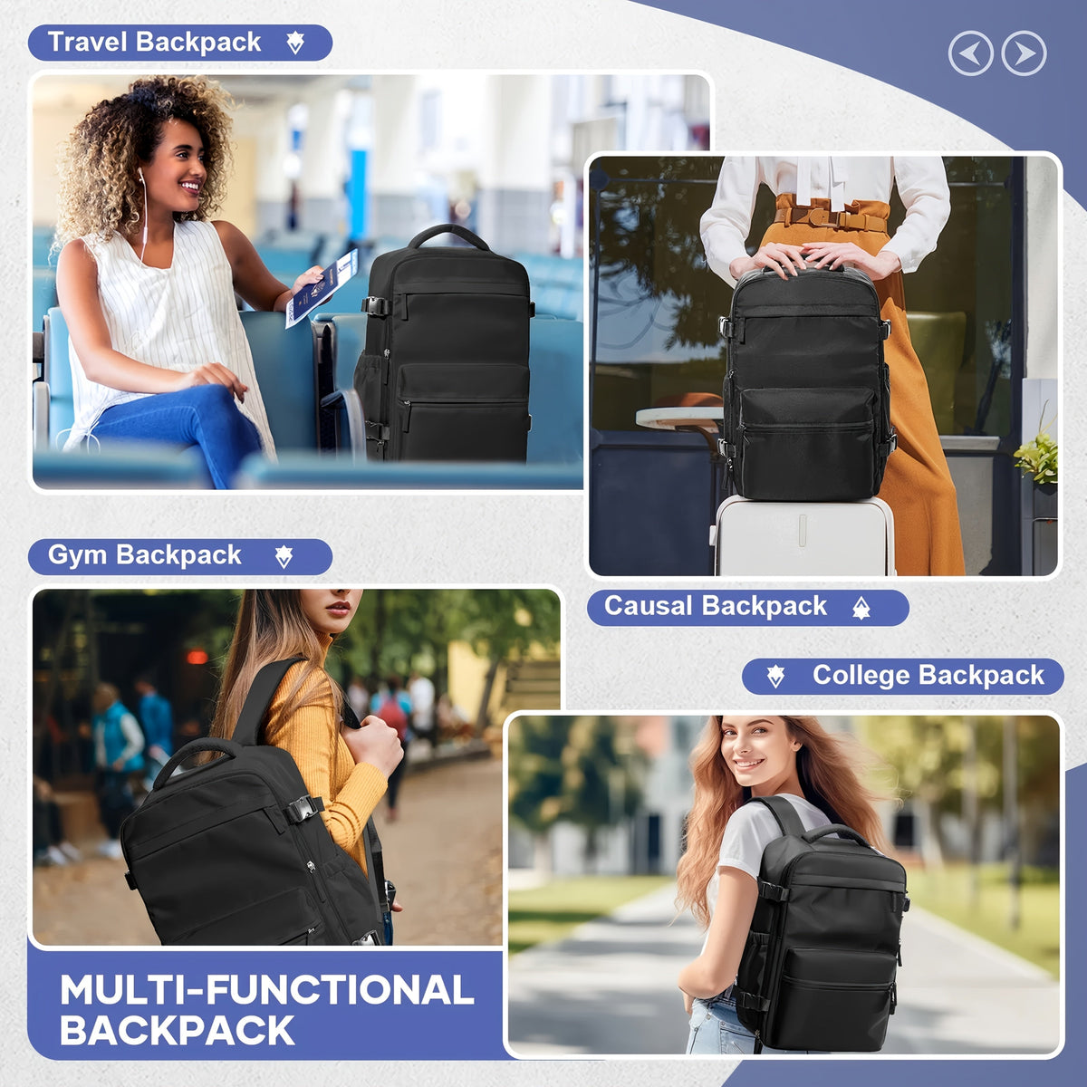 Sac à dos de voyage avec pompe à vide – Sac de transport pour ordinateur portable extensible, grande capacité, gain de place, en tissu Oxford pour hommes et femmes, randonnée, camping et voyage