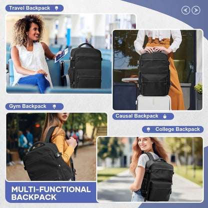 Sac à dos de voyage avec pompe à vide – Sac de transport pour ordinateur portable extensible, grande capacité, gain de place, en tissu Oxford pour hommes et femmes, randonnée, camping et voyage