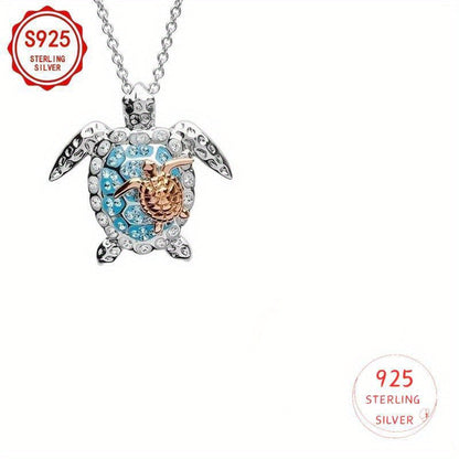Parure de bijoux tortue pour femme – Collier, boucles d'oreilles et bague en argent S925 doré avec zircone cubique, ensemble bohème élégant de 3 pièces pour le quotidien, cadeau d'anniversaire, Saint-Valentin et cadeau pour femme