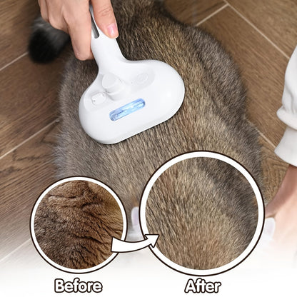 Brosse à vapeur 3-en-1 pour chat, peigne de toilettage avec vapeur et bouton de libération, outil d'épilation et de démêlage pour chiens et chats de toutes tailles, utilisation en intérieur, blanc rose