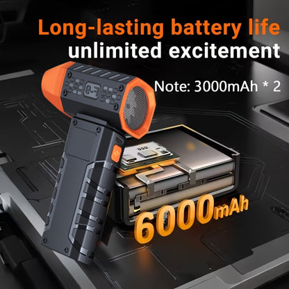 Souffleur turbo 130 000 tr/min avec charge rapide USB-C, affichage intelligent et éclairage LED – 100 réglages de vitesse pour le nettoyage de voiture, le dépoussiérage, le soufflage de feuilles, le barbecue et le refroidissement – Noir et orange