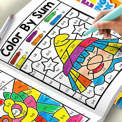 Livre de coloriage par numéro pour enfants - Livre de coloriage avec exercices d'addition et de soustraction, kit créatif d'apprentissage du dessin, cahier d'exercices éducatif et ludique pour garçons et filles de 3 à 8 ans