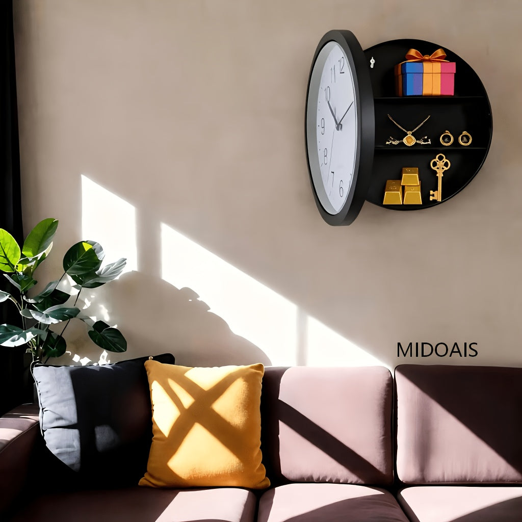 Horloge murale avec coffre-fort dissimulé pour espèces, pièces de monnaie et objets de valeur, sécurité pour maison et bureau, coffre-fort secret robuste et durable