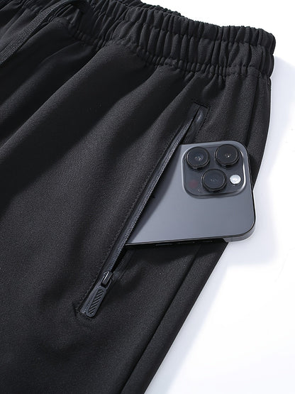 Pantalon de jogging pour homme avec cordon de serrage et poches, coupe classique resserré aux chevilles, en 95 % polyester pour le running, l'entraînement, le quotidien, le printemps et l'automne – Pantalon de sport confortable pour homme