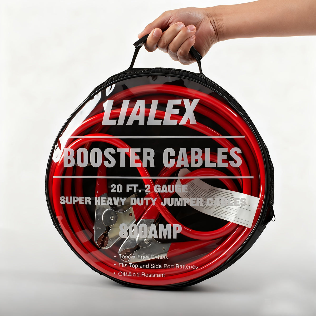 Câbles de démarrage ultra-résistants, calibre 2, 800 A, pour voiture, SUV et camion, pinces en cuivre professionnelles, sac de transport inclus – Disponibles en 3 m et 6 m – LIALEX