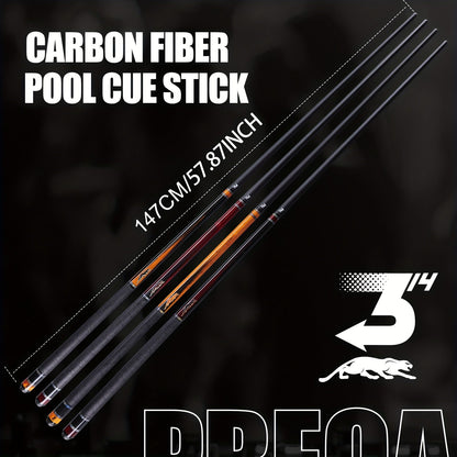 Queue de billard en fibre de carbone PREDAIDR série SP 58" – Queue de billard professionnelle à faible déflexion, procédé 12,5 mm, grip en cuir, joint 3/8x8, 19-20 oz