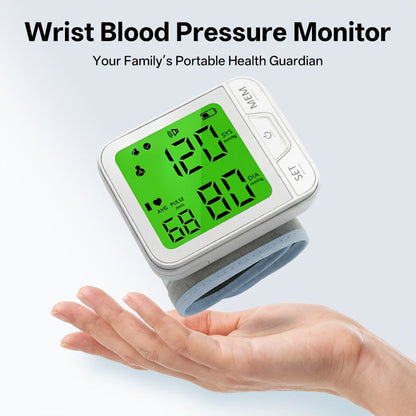 Tensiomètre au poignet numérique automatique – Grand écran LCD, fréquence cardiaque, détection de l'arythmie, portable pour usage domestique, seniors et adultes