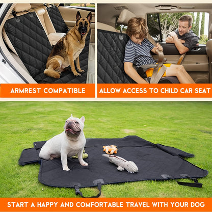 Housse de siège arrière fractionnable 60/40 pour voitures, camions et VUS – Protection de siège arrière imperméable pour animaux et enfants, 100 % polyester facile à nettoyer, ajustement universel, noir