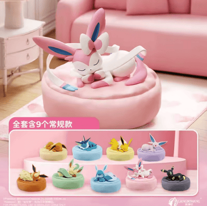 Ensemble complet de 9 figurines Pokémon Eevee endormi, sans doublons – Vaporeon, Flareon, Jolteon, Espeon, Umbreon, Leafeon, Glaceon, Sylveon, jouet de collection animé, cadeau pour enfants et fans, cadeau d'anniversaire ou de Noël
