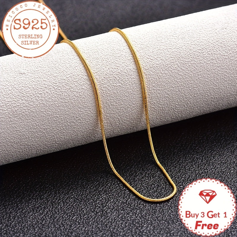 Collier chaîne serpent en argent sterling 925 plaqué or 24 carats 1 mm – Collier superposable fait main avec coffret cadeau pour femme et homme, parfait pour la Saint-Valentin, la fête des mères, Noël et les anniversaires