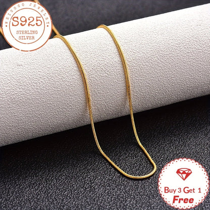 Collier chaîne serpent en argent sterling 925 plaqué or 24 carats 1 mm – Collier superposable fait main avec coffret cadeau pour femme et homme, parfait pour la Saint-Valentin, la fête des mères, Noël et les anniversaires