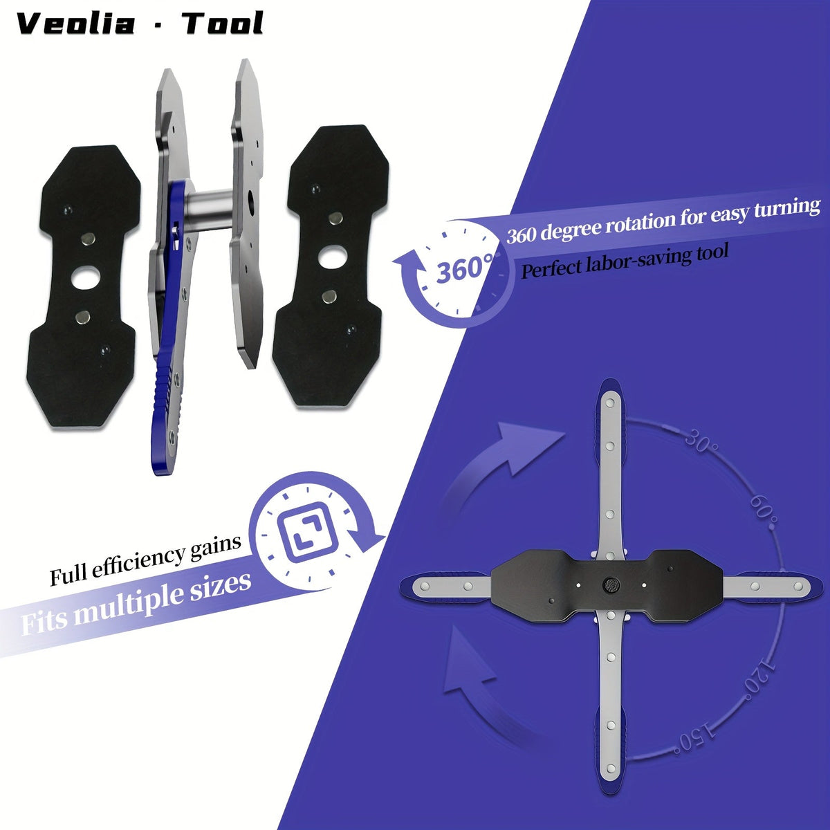 Outil repousse-piston d'étrier de frein avec cliquet pivotant à 360° – Écarteur de plaquettes et levier manuel pour étriers de frein à disque à piston simple, double et quadruple, en acier allié, universel pour voitures et camions
