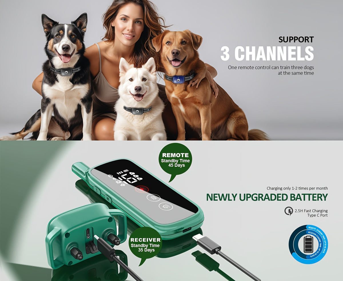 Collier de dressage pour chien avec télécommande, 3 modes de dressage : bip, vibration et stimulation électrostatique, collier électronique pour chiens de taille moyenne et grande, fonction de réception à distance avec icône intelligente