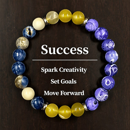 Ensemble de 9 bracelets superposés en pierre naturelle et perles de verre – Bracelets en perles faits main de 8 mm avec détails en alliage de zinc, bijoux empilables élégants pour femmes, cadeau idéal pour les fêtes, banquets et festivals