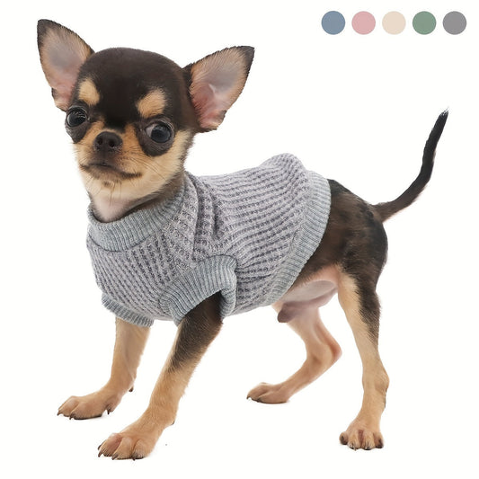 Pull léger pour petits chiens et chiots - Tricot doux pour Chihuahua, Yorkie et races miniatures, vêtements chauds et confortables pour chien pour l'automne et l'hiver, usage intérieur et extérieur