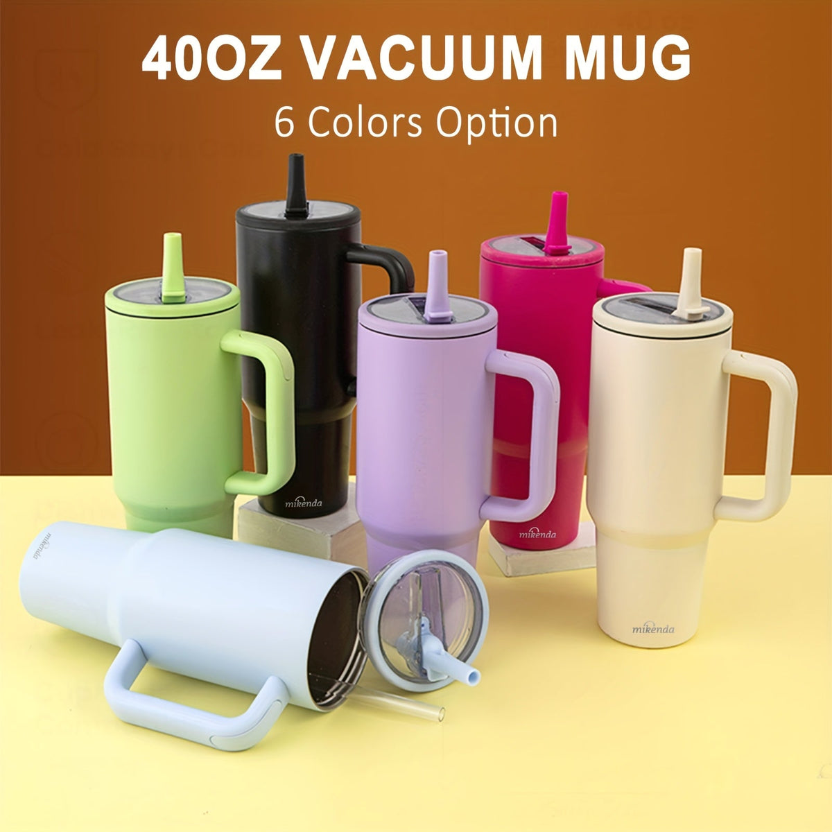 Gobelet isotherme en acier inoxydable avec couvercle et paille pliable, tasse de voyage à double paroi sous vide, garde au chaud 12 h et au froid 24 h, 6 couleurs pour la maison, le bureau, la voiture et les voyages – Cadeau d'anniversaire ou de Noël