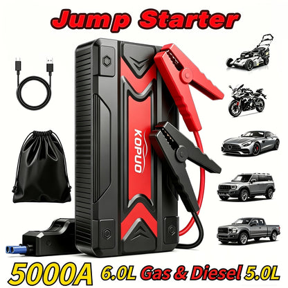 Portable Car Jump Starter with Air Compressor 20000A Peak 7-in-1 Battery Booster Pack with 150PSI Tire Inflator, Power Bank, LED Light & LCD Display – 12V Emergency Roadside Kit for Car SUV Truck